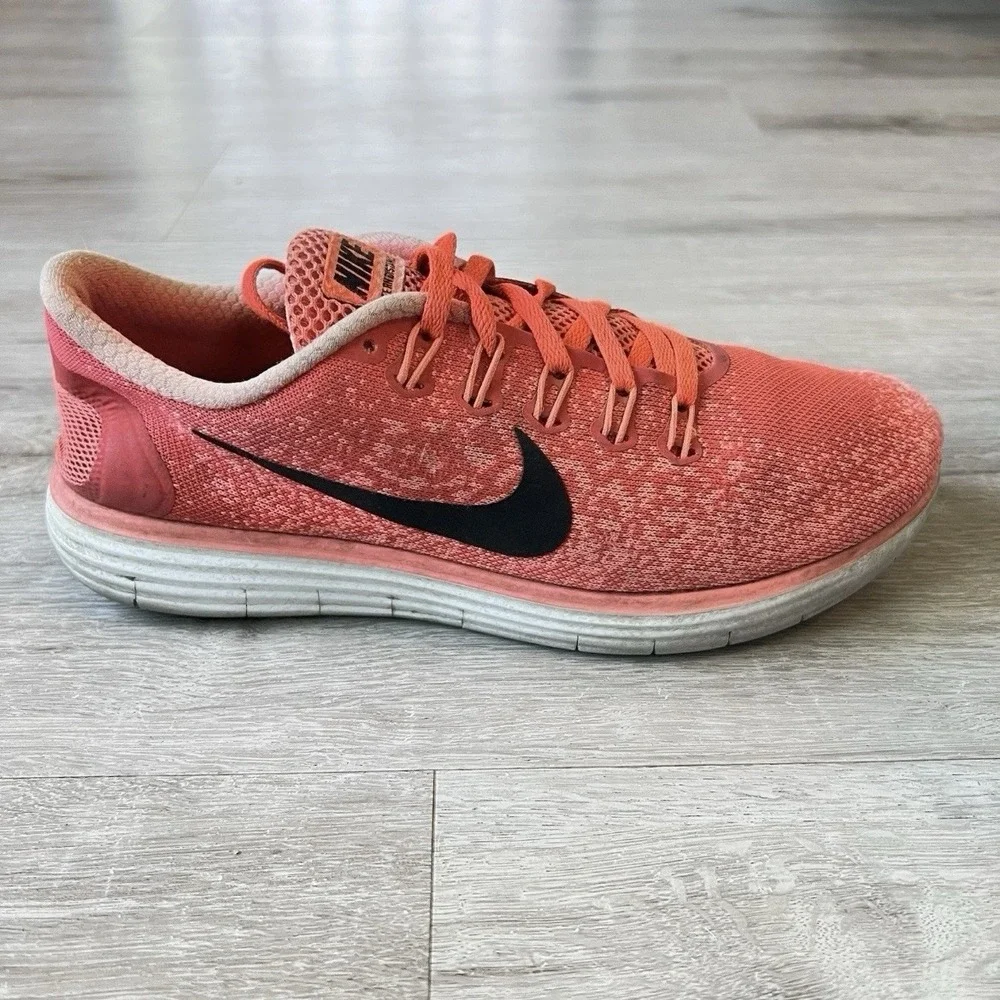 Nike Free RN Distance Mens 8.5 Red Black Running Shoes Lightweight Trainer